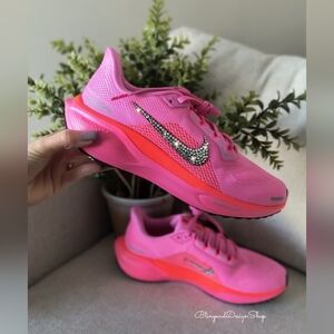 Bling Nike Pegasus 41 Women's Vibrant Pink Athletic Shoes Customized